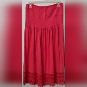 VENUS Red Midi Dress Smocked Casual